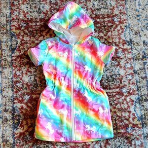 GREAT GIFT - Rainbow Unicorn pool, beach, bath cover up robe size 4